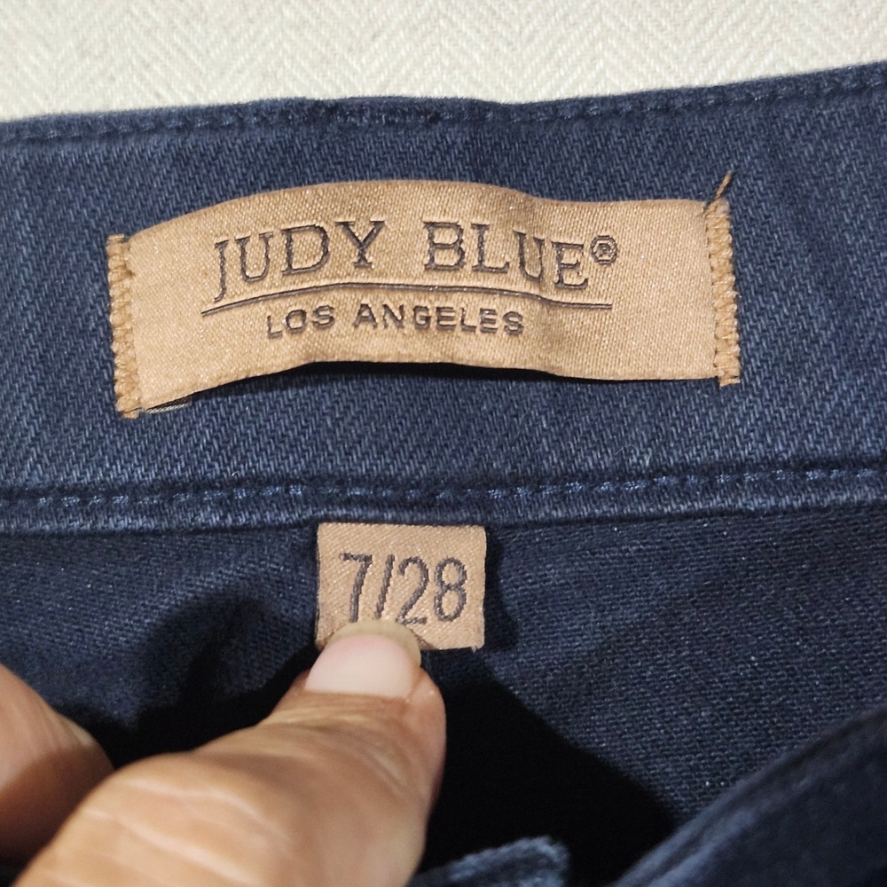 Judy Blue Navy Blue Faded Black Garment Dyed Utility Pant Women 7/28 Tapered Leg - Picture 3 of 12